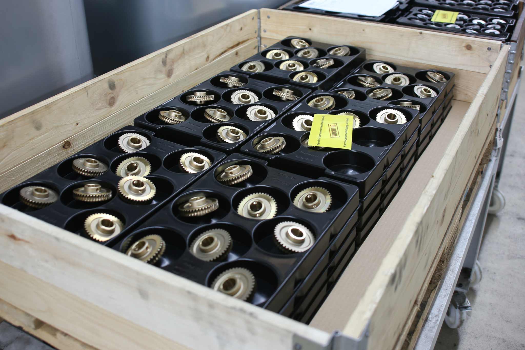Brass gears in the production of AMT Schmid